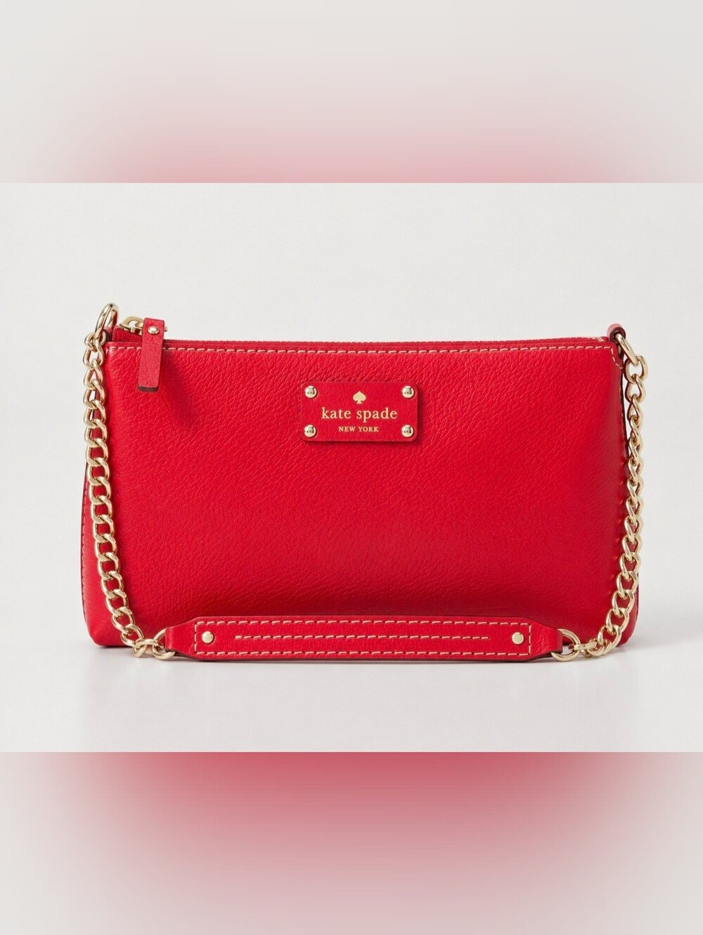 Kate Spade Wellesley Hanna Pebbled Leather Shoulder Bag Geranium Red Purse